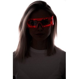 ASVP Shop Cyberpunk LED Visor Glasses - Perfect For Cosplay and Festivals - Cybergoth - Cyberpunk Glasses Goggles (Red)