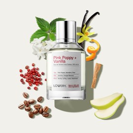 Pink Poppy & Vanilla Perfume for Women, 100ml Clean Fragrance Perfumes for Womens, Long Lasting Vegan, Natural Ingredients, Vanilla, Coffee, Patchouli, Birthday Gifts for Mom, Wife - Made in USA