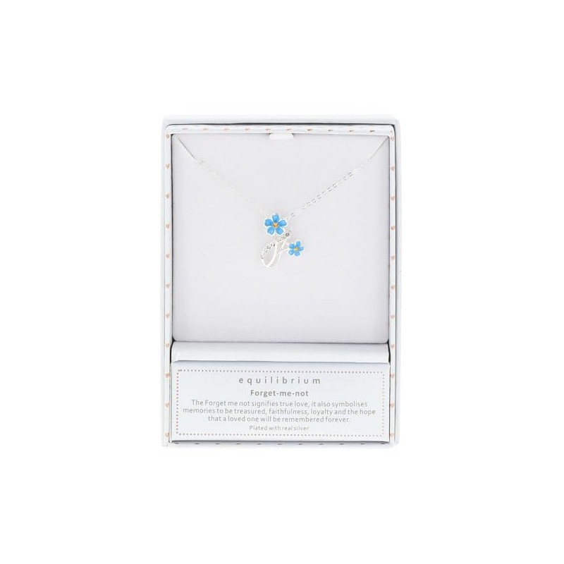 Equilibrium Forget Me Not Elegant Silver Plated Pendant Necklace