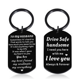 Drive Safe Keychain for Him, Mens Valentine Gifts, Naughty Gifts, Just Because Gifts for Him, Valentines Day Gifts, First Anniversary Birthday Gifts for Husband from Wife, Fiance Wedding Gifts for Men