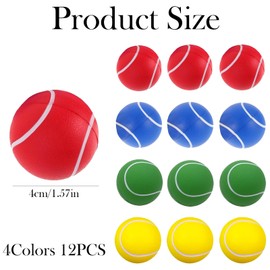 WORUIB 12 Pack Foam Tennis Balls, Soft Balls for Kids, Beginners Training, Pets Play, 4cm PU Sponge in 4 Colors (Yellow, Green, Blue, Red)