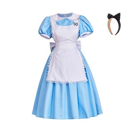 Saniplaycos Classic Alice Cosplay Costume Blue Maid Apron Lolita Fancy Dress for Women (M)