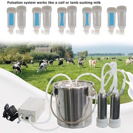 CJWDZ Milking Machine for Goats Cows, Pulsation Vacuum Pump Milker, Milking Supplies W/Stainless Steel Bucket, Portable Suction Machine for Jerseys, Nigerian Dwarfs, Nubian Mix (Cow, 3L)