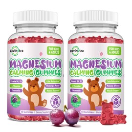 ReviNutra Magnesium Gummies for Kids - Magnesium Glycinate Gummies Supplement with L-Theanine, Vitamin B6, D3 for Kids & Adults for Sleep, Relaxation, Bones,Sugar Free Grape 120ct