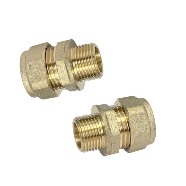 15mm Compression by 3/8" BSP Male Iron Thread European Flexible Tap Adapters (Pack of 2)