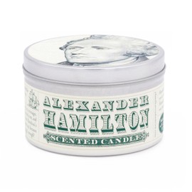 JD and Kate Industries Alexander Hamilton Scented Candle | Hand-Poured in 16 oz tin | Wood and Rum Scent