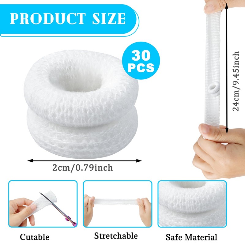 BLMHTWO 30PCS Finger Bandages, Cotton Tubular Finger cots, Elastic Finger