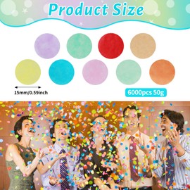 Confetti Large 6000 Pieces, Confetti Birthday Confetti Round, Confetti Decoration for Confetti Cannon Wedding, Confetti Paper for Table Decoration, Multicoloured Confetti 1.5 cm for Celebrations,