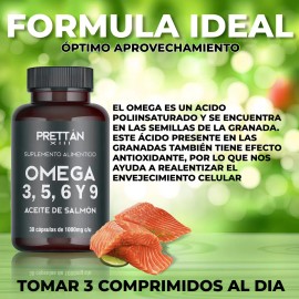 Omega 3 + 5 + 6 +9 Origen Vegetal 30 Cápsulas 1000mg Prettan