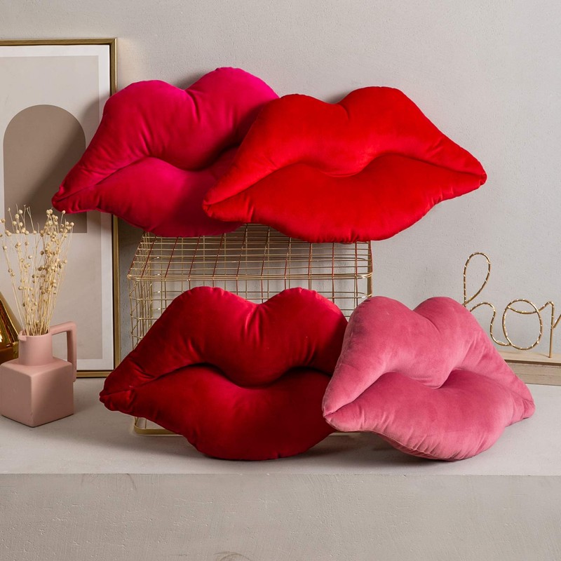 Ashler Lips Throw Pillows Smooth Soft Velvet Insert Included, Lip