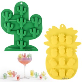 GC SILIKAKA UNIQUE ICE CUBE TRAYS FoodGrade Silicone Two Pineapple Cacti Ice Tray Easy To Demold Suitable For Cocktails Mojitos Whiskeys And Juices (Single Color)