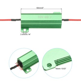 PATIKIL 50W 6 Ohm Aluminum Shell Resistor, 4Pcs Aluminum Housing Resistor with Clips Housed Case Wirewound Resistors Screw Tap Power Resistor, Green