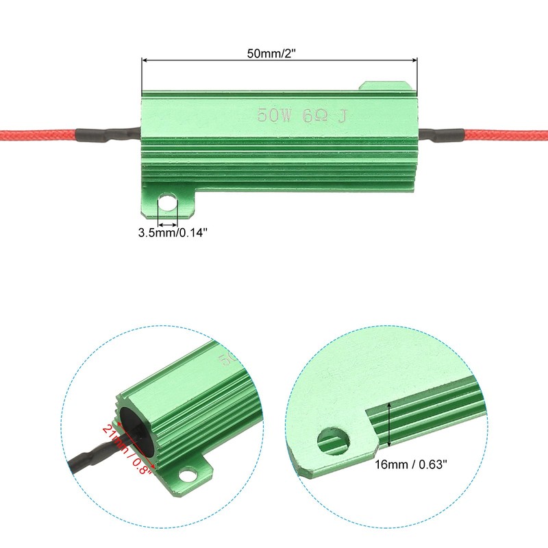 PATIKIL 50W 6 Ohm Aluminum Shell Resistor, 4Pcs Aluminum Housing