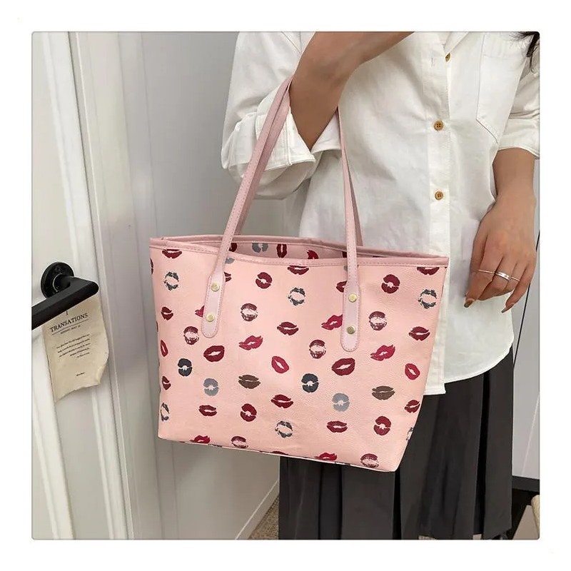 Bolso De Mano De Gran Capacidad Con Estampado De Labios