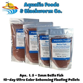 Aquatic Foods Inc. Betta Fish, Ultra Color Enhancing Floating Pellets for a 10-Day Color Change - 1-lb Foil Pouch Bag