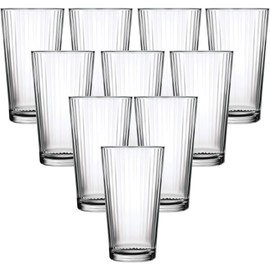 Circleware Hill Street Huge Set of 10 Highball Tumbler Drinking Glasses, 15.75 oz, Heavy Base Ice Tea Beverage Cups Glassware for Water, Beer, Juice, Bar, Farmhouse Decor Gifts, 10pc