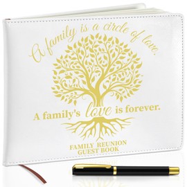 Family Reunion Guest Book Sign in Family Reunion Party Favors Good Tree Guest Book Gathering Decorations with Pen,112 Pages(Simple)
