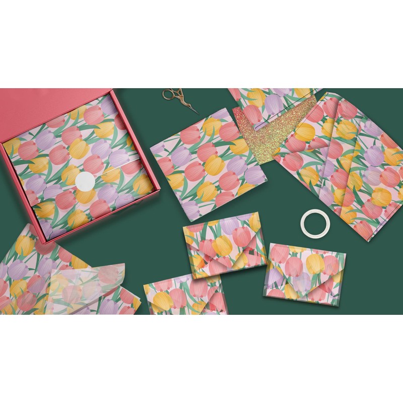 Tulips Printed Tissue Paper - Decorative Tissue for Decoupage -