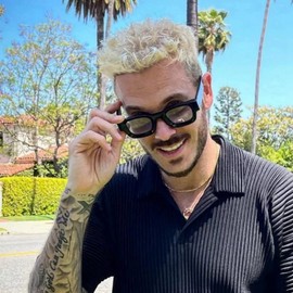 EYLRIM Thick Square Frame Sunglasses for Women Men Chunky Rectangle Polarized Sunglasses UV400 Protection(A8 Black/Anti-Blue Lens)