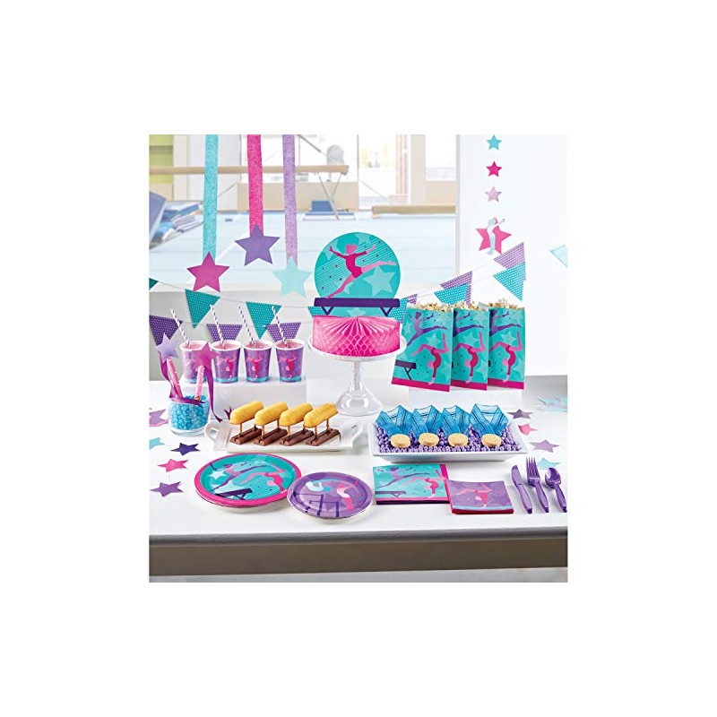 Creative Converting Gymnastics Party Beverage Napkins, 16 ct, Multi-color, 5"