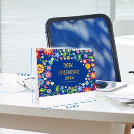 Desk Calendar 2023-2024, Monthly Flip Standing Desk Calendar from Jan. 2023-Dec. 2024, 9"×9" , Twin-Wire Binding, Thick Paper, Unruled Blocks for New Year and Christmas Gifts for Home or Office