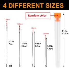 12 Pcs Leather Triangular Needles, Leather Needles, Leather Hand Sewing Needles with Transparent Needle Bottle, Colorful Thimble, Leather Stitching Needle for Stitching, Sewing and Leather Projects