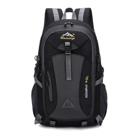 PORRASSO Hiking Backpack Waterproof Rucksack 40L Daypack with Earphone Hole Durable Backpack for Women Men Camping Climbing Travel Outdoor Sports Black