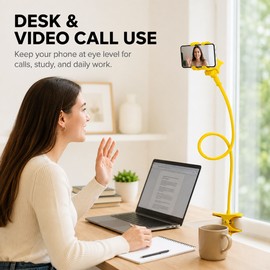 Flexible Gooseneck Phone Holder for Bed & Desk – 360° Rotating Hands-Free Smartphone Stand with Adjustable Arm