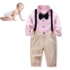 Baby Boy Gentleman Outfit Children Exquisite Stripe Shirt Suspender Pants