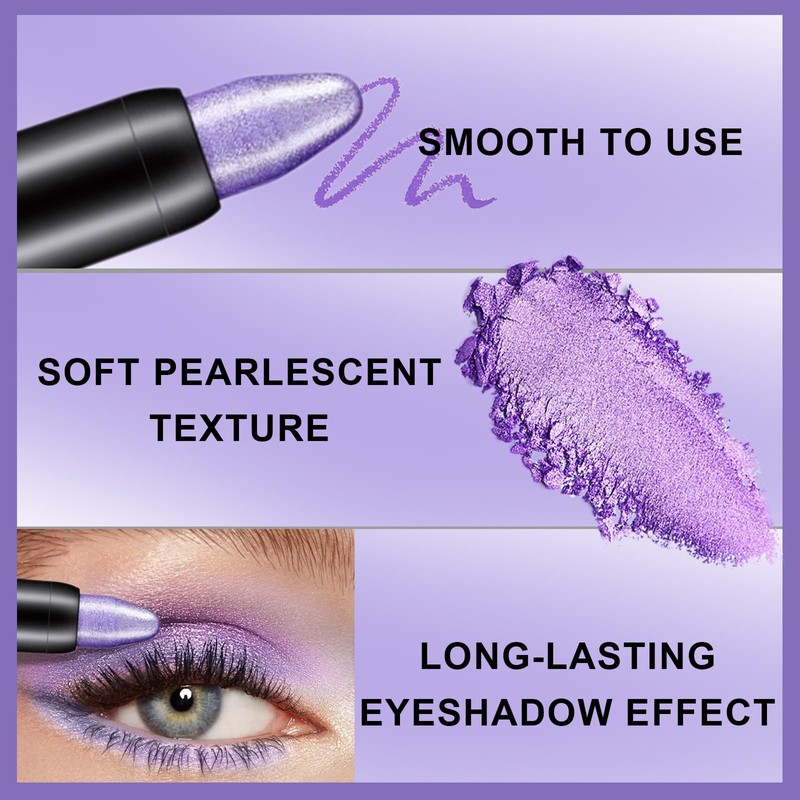 Jutqut Eyeshadow Pen, Glitter Metallic Eyeshadow Shimmer Eyeliner Stick, Durable