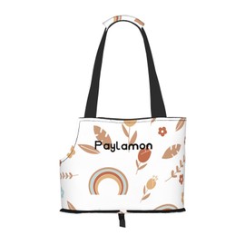 Paylamon Compatible Small Cat & Dog Portable Shoulder Bag, Collapsible Travel Pet Tote Bag, puppy carrier for Carrying on Planes, Buses, Subway (Rainbow plants)