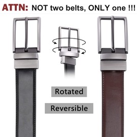JASGOOD Men’s Leather Reversible Belt Black Brown Reverse Dress Belt Rotated Buckle Adjustable Trim to Fit 1.37 Wide,Suit for Waist Size 43-46 Inches,B-Black/Coffee
