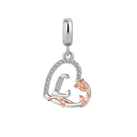 ZakiaHo Heart Initial L Necklaces Alphabet Letter Sparkling Rose Flower Necklace Birthday Gifts for Women Dainty Adjustable Love Heart Pendant Necklaces