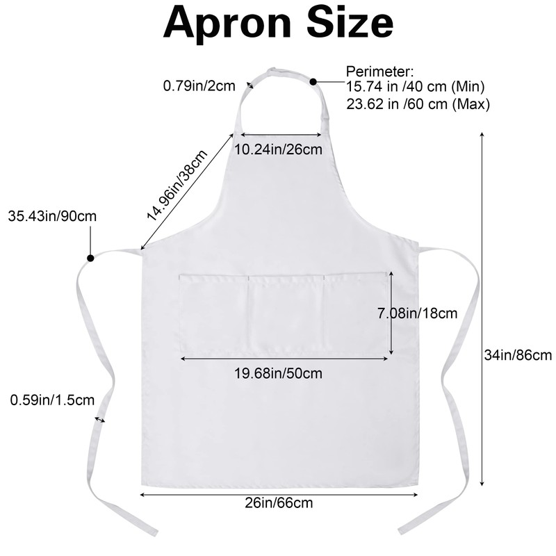 Morwealth Set of 4 Cooking Apron Sets, White Kitchen Apron