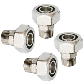 4PCS 3/4'' Straight Air Piping Fittings, 3/4'' x 1/2'' Male NPT Threads Adapter Fittings, Seal Taped Needed, Brass-Nickel Plated for Shop Compressed Air Line System