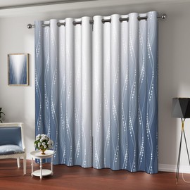 Sillsloso Ombre Blue White Blackout Curtains Thermal Insulated Light Block Room Darkening Window Curtains for Living Room Ombre Drapes for Bedroom, 2 Panels 52x84 inch