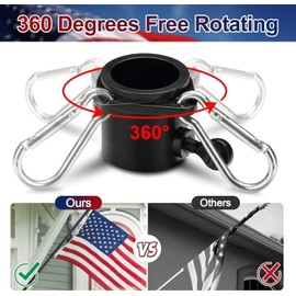 Black Flag Poles for Outside House - 6ft Tangle Free Flag Pole for House,Heavy Duty Metal Flagpole,Outdoor Flagpoles Residential for Porch,Fence (without Bracket)
