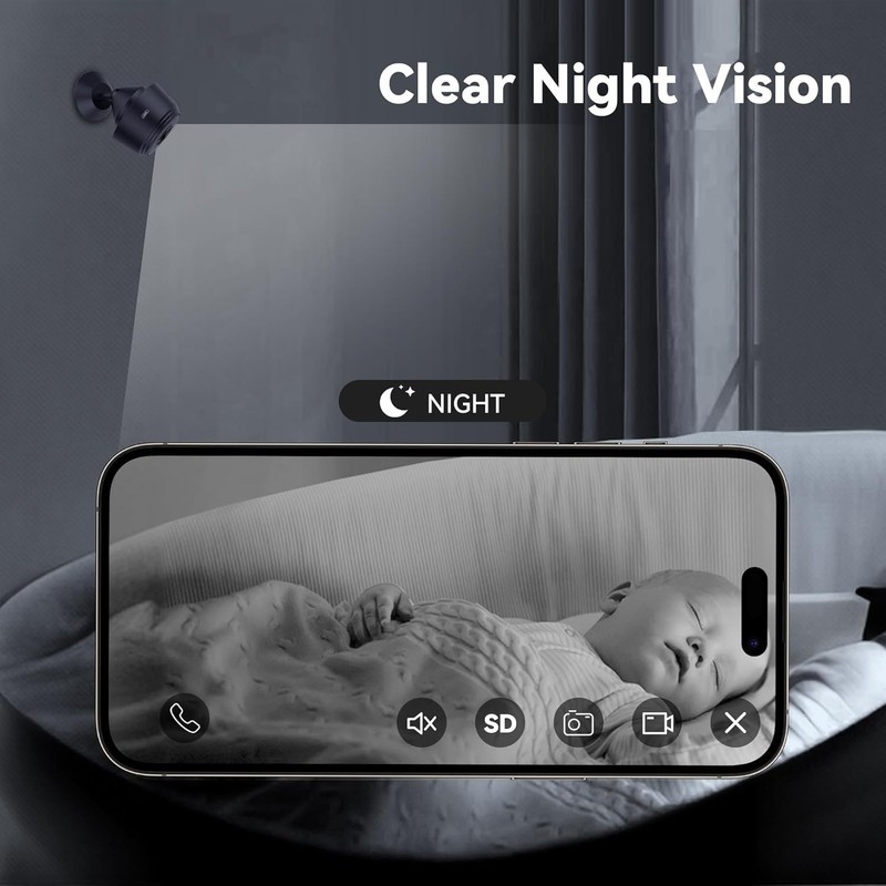 Oraolo Indoor Surveillance Camera, 1080P Clear Night Vision, Home Security