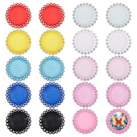 CHGCRAFT 20 Pcs 10 Colors 1.44 Inch Rhinestone Bezel Pendant Trays Plastic Pendant Tray Set Cabochon Pendant Setting for Embroidery DIY Jewelry Making Crafts Projects