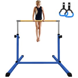XDEMODA The latest model Gymnastics Bar for Kids Ages 3-15 for Home - Steady Steel Construction, Anti-Slip, Easy to Assemble, 35” to 55” Adjustable Height Gymnastic Horizontal Bars Equipment