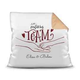 PfotenSchild Animal Cushion with Filling – A Perfect Team – Gift for Animal Lovers – Design Yourself – Colour Cushion Reverse Mocha 40 x 40 cm