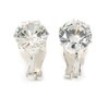 8mm/ Clear Round Cut Cz Clip On Earrings/Silver Tone