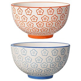 Bloomingville Isabella Retro Dessert Bowls Bowl Vintage Diameter 11.5 cm Red Blue Ceramic Set of 2 Holds Approx. 280 ml