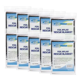 Primacare Emergency Foil Mylar Thermal Blanket, 82" x 54" (Pack of 10) CB-6841