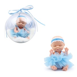 Brigamo ❀ Doll Surprise, Cute Mini Baby Doll with Fluffy Fur Blanket in Decorative Ball (Blue)