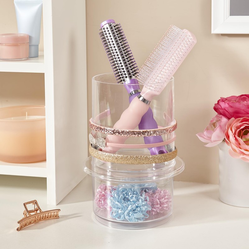 STORi Bella Stackable Clear Plastic Hair Accessory Organizer Set |