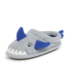 Dearfoams Easter Basket Stuffers Gifts for Kids Washable Animal Critter Slippers, Shark, 4-5 Big Kid