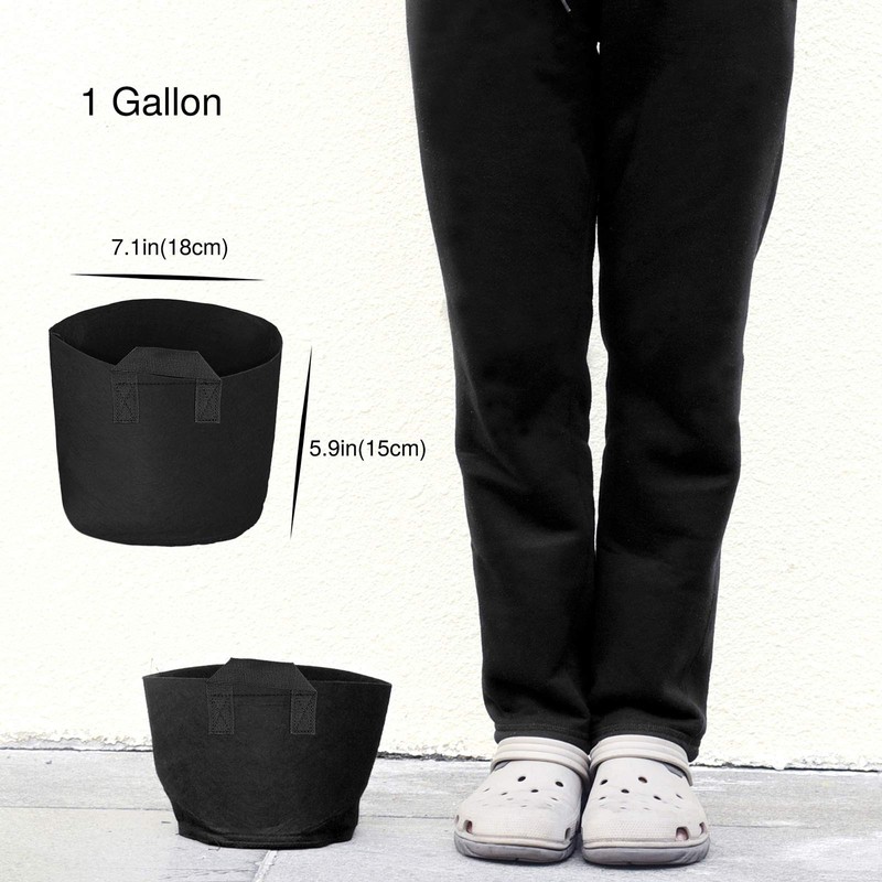 FiveSeasonStuff 1 Gallon Grow Bags Upgraded Heavy Duty Handles, 5