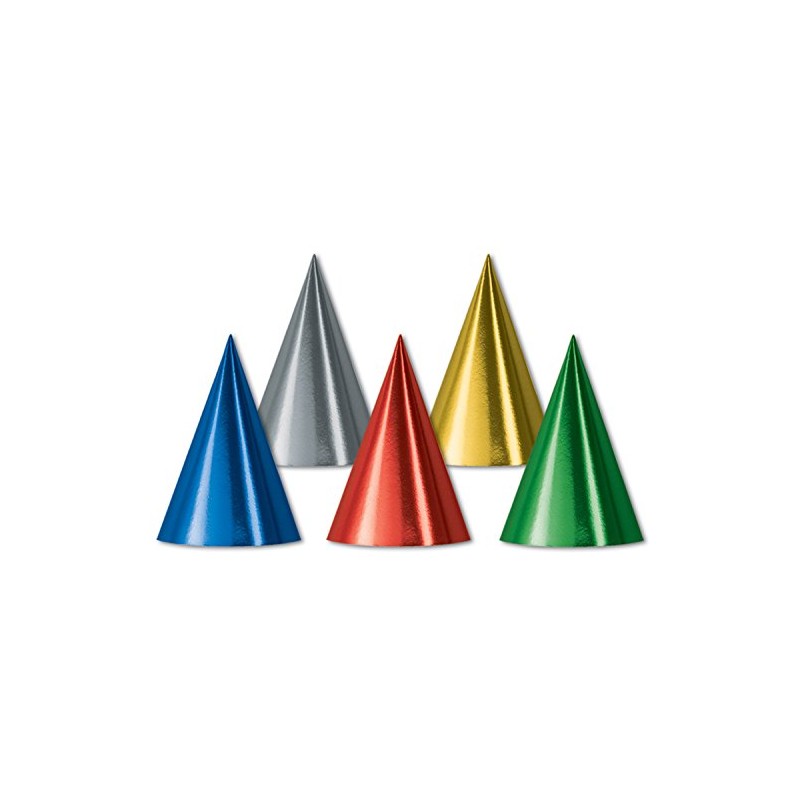 Foil Cone Hats (asstd colors) Party Accessory (1 count)