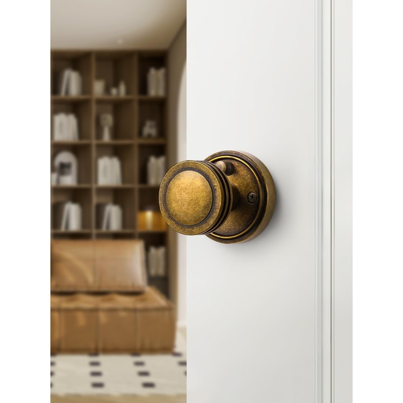 SORWDUERM 2 Pack Antique Brass Bronze Door Knob Interior Privacy